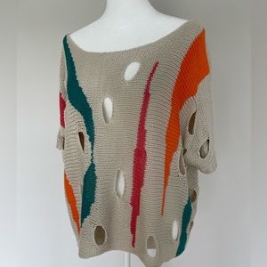E-Lady‎ Hole Boho Cropped Sweater Size S/M Artsy Holes